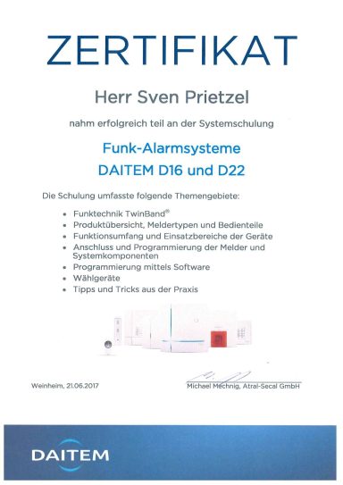 DAITEM Funk-Alarmsysteme D16 und D22